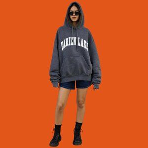 Vintage Darien Lake Hoodie – Prairie Mountain Gray Unisex Pullover (Size S)